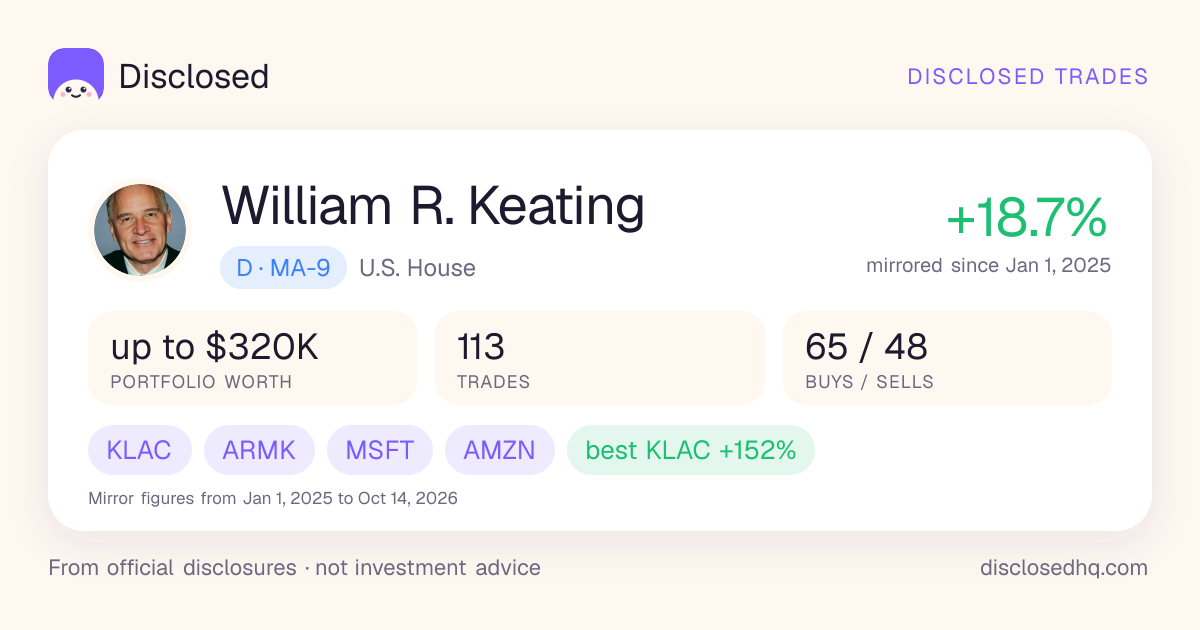 Bill Keating Stock Trades & Portfolio Tracker 2026